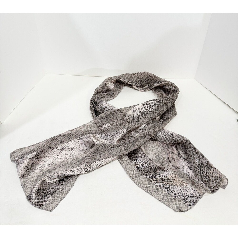 Neutral Snake-Print Lightweight Scarf